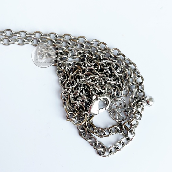 Vintage Snake and Feather 6" Pendant Necklace Silver Metal Serpent Feathers 80s - Picture 10 of 13